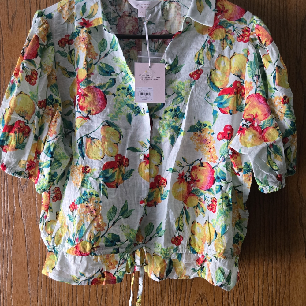 LC Lauren Conrad Colorful Fruit Print Blouse